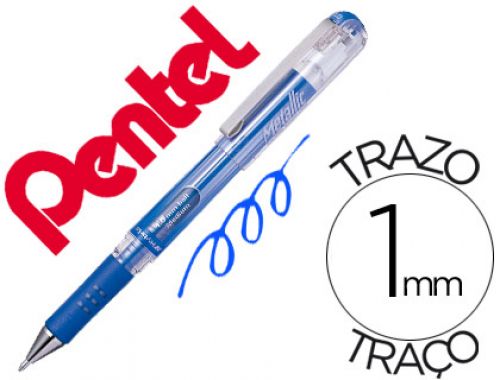 Roller pentel hybrid gel k230m ponta de 1,0 mm cor azul metalico , Pentel , 76556 , 4902506060921